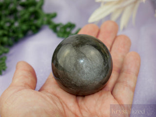 Silver Obsidian Sphere - Krystallized