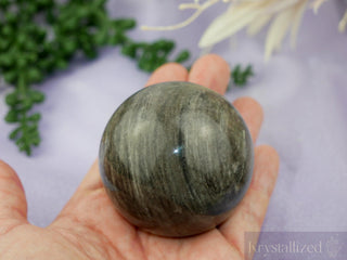 Silver Obsidian Sphere - Krystallized