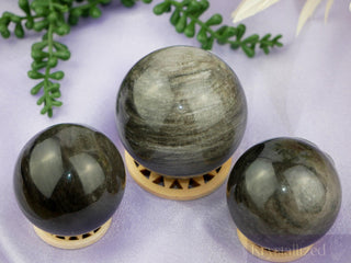 Silver Sheen Obsidian Spheres - Krystallized